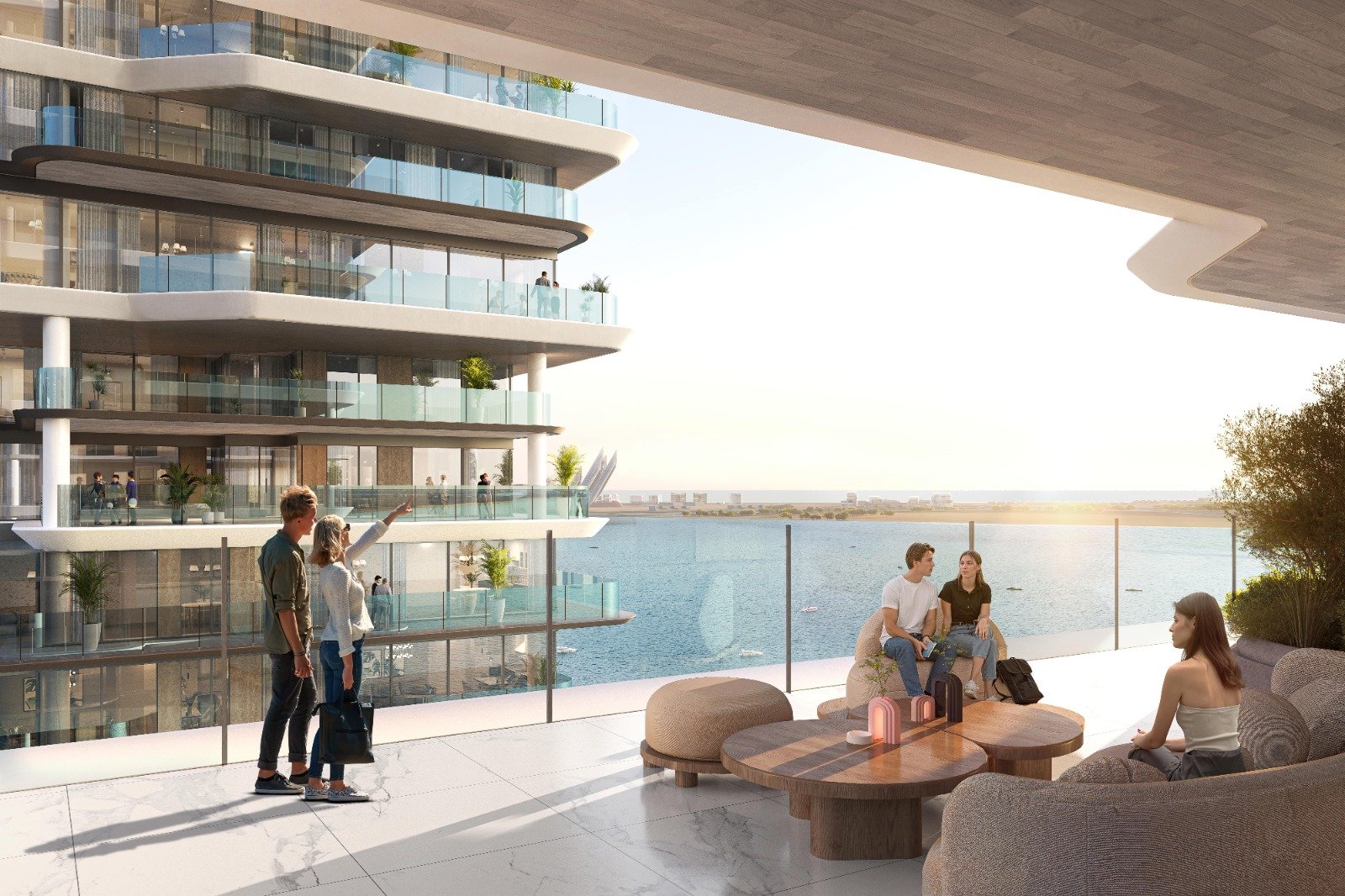 Landscaped courtyard and walking paths at Seamont Residences by Royal Development Holding & SAAS Properties, ideal for luxury coastal living